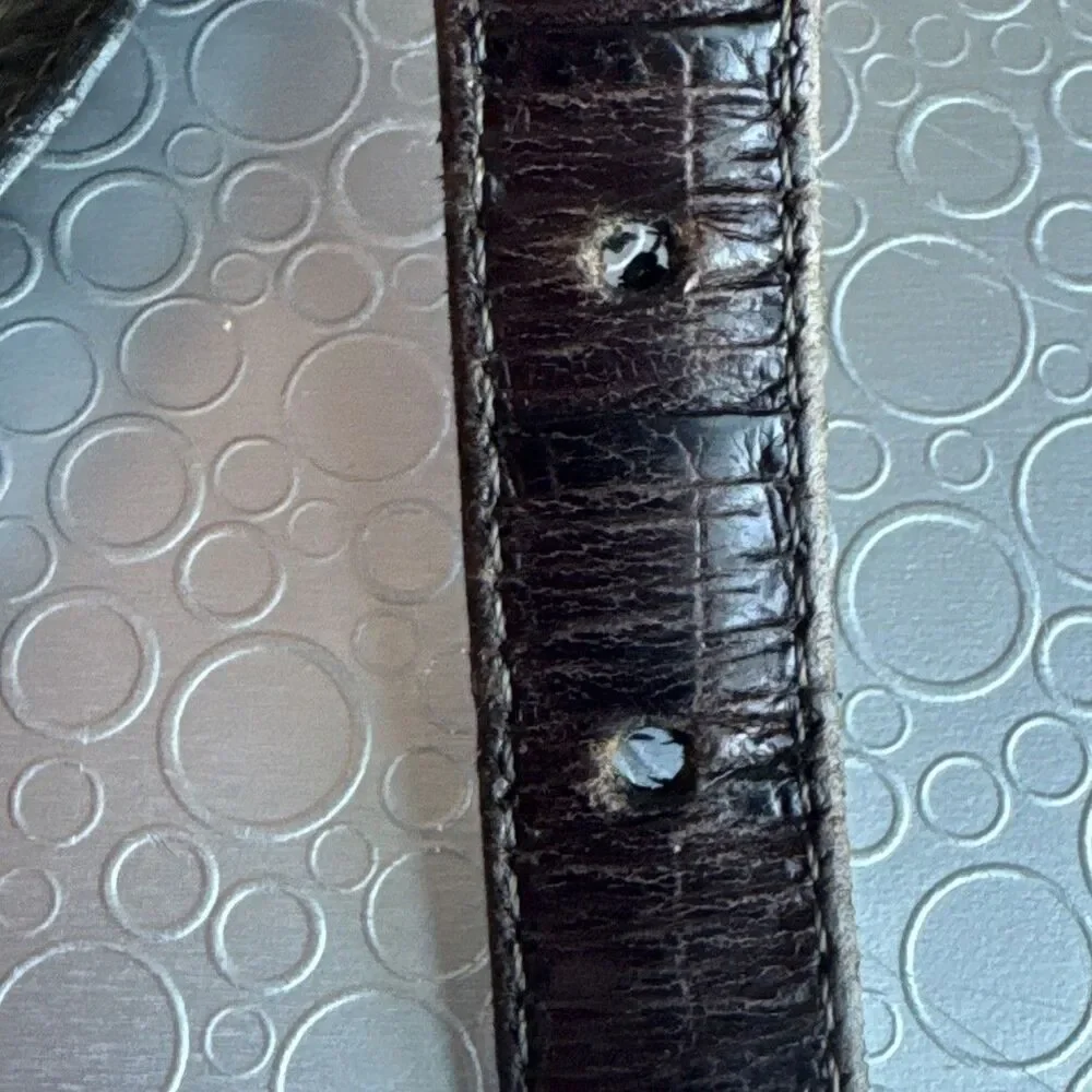 Vintage Brighton Reversible Black Brown Croc Skinny Belt L 34 Western Ornate